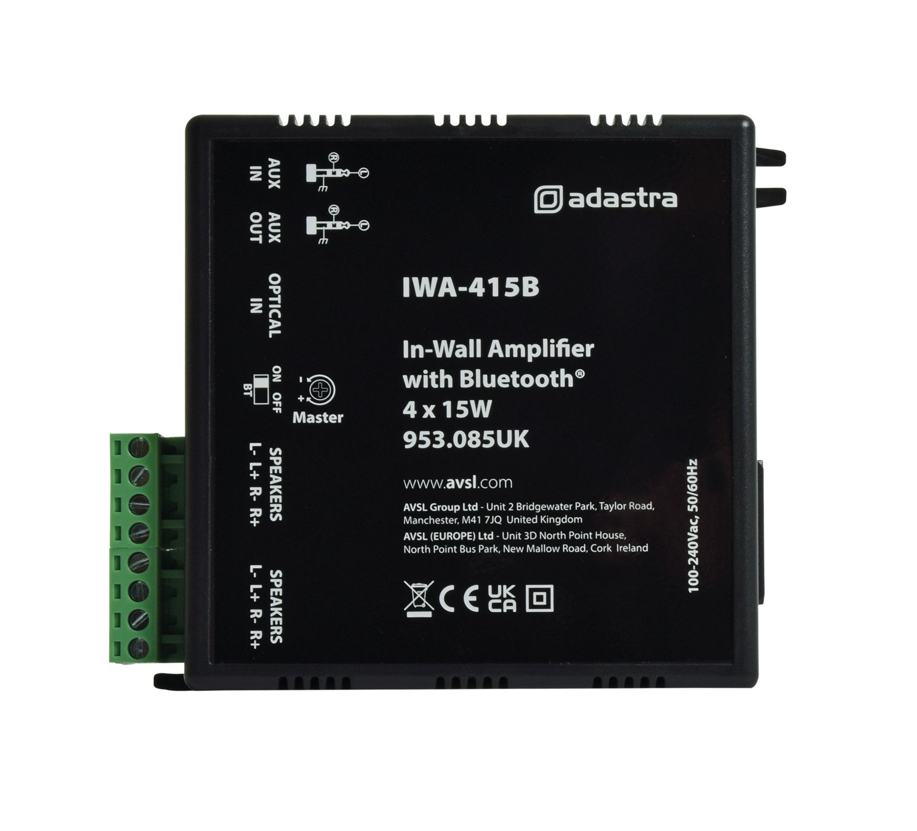 Adastra IWA415B In-Wall Bluetooth Amp 4x15W@4ohm 953.085UK Adastra IWA415B In-Wall Bluetooth Amp 4x15W@4ohm 953.085UK - Image 1