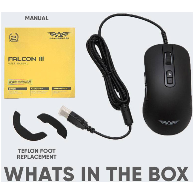 Armaggeddon Falcon 3 Pro-Gaming Mouse 10000CPI Macro-Able RGB - Image 9