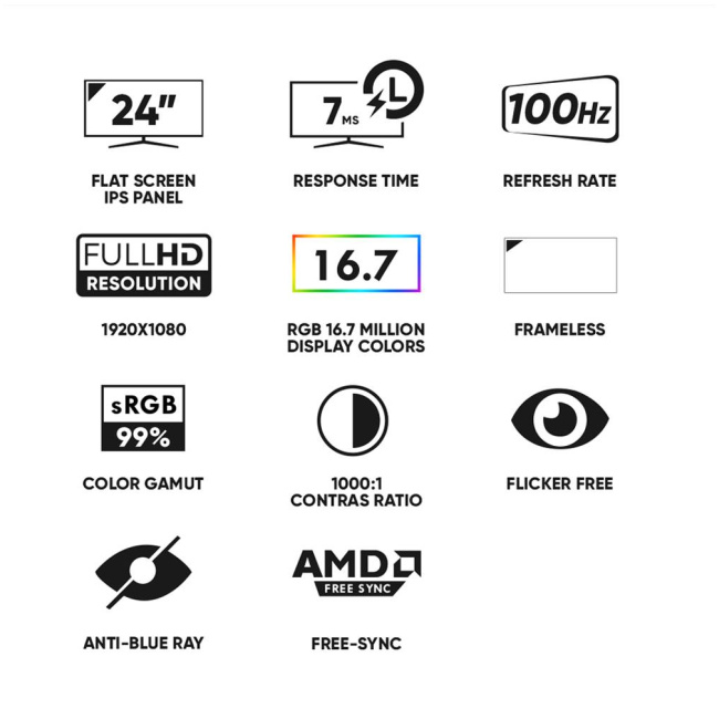 Armaggeddon PF24HD Super-100 IPS Frameless Monitor 100Hz Black - Image 4