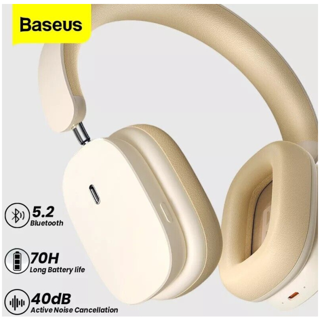 Baseus Bowie H1 Noise Cancelling Wireless Headphones White - Image 2