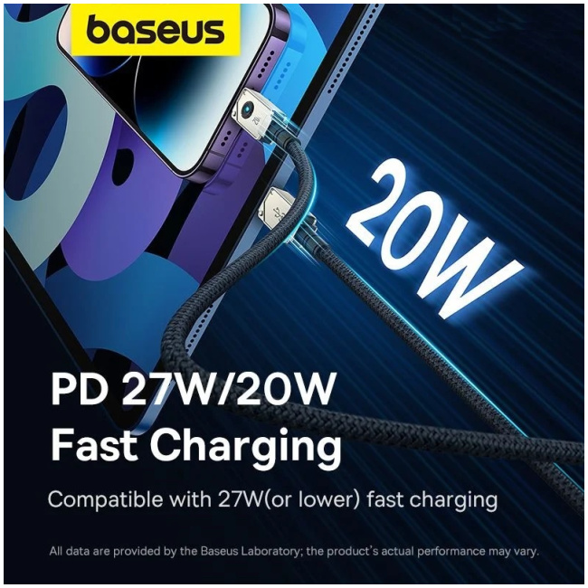Baseus Cable Lightning to USB-C Unbreakable Series 20W 1.0 White - Image 2