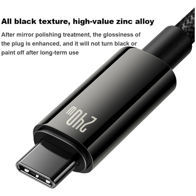 Baseus Cable USB-C to USB-C Tungsten Gold 240W 3.0m Black - Image 5