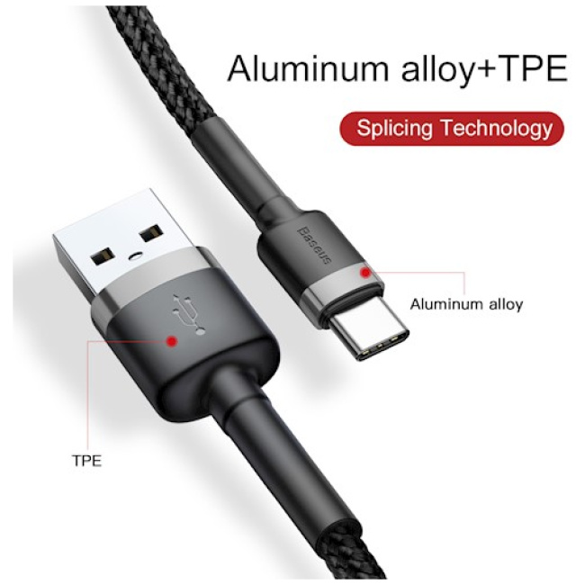 Baseus Cafule Braided Type-C Cable 2.0A 2.0m Grey - Image 7