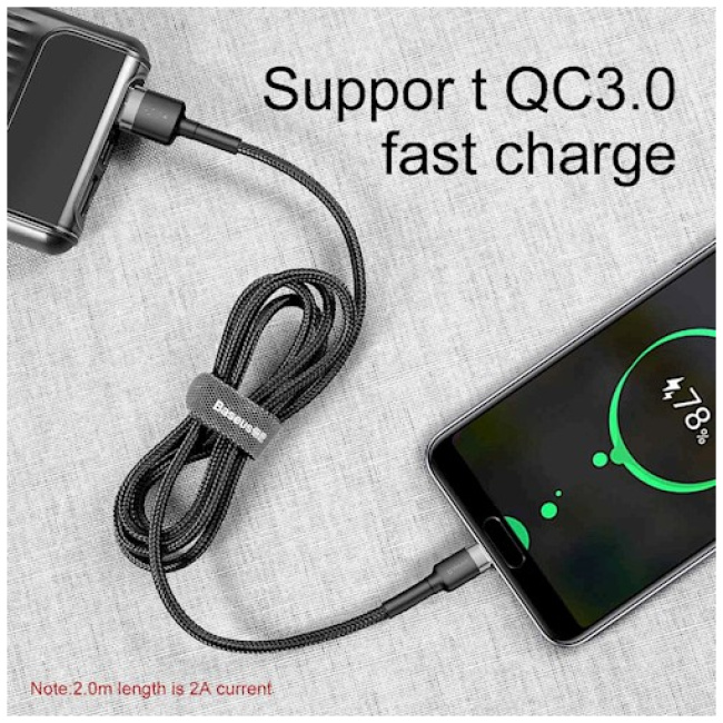 Baseus Cafule Braided Type-C Cable 2.0A 2.0m Grey - Image 8