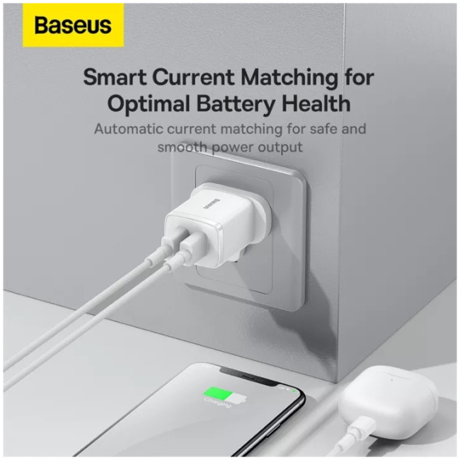 Baseus Charger Wall 2xUSBA 2.1A UK White - Image 2