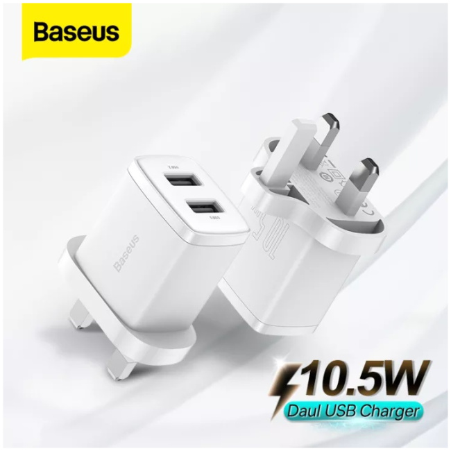 Baseus Charger Wall 2xUSBA 2.1A UK White - Image 4