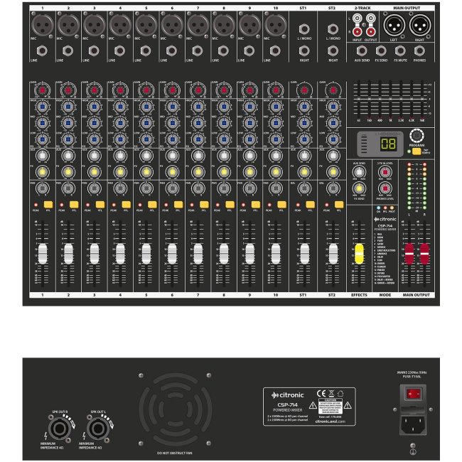 Citronic CSP714 v2 Powered Mixer 700W 170.845UK - Image 4