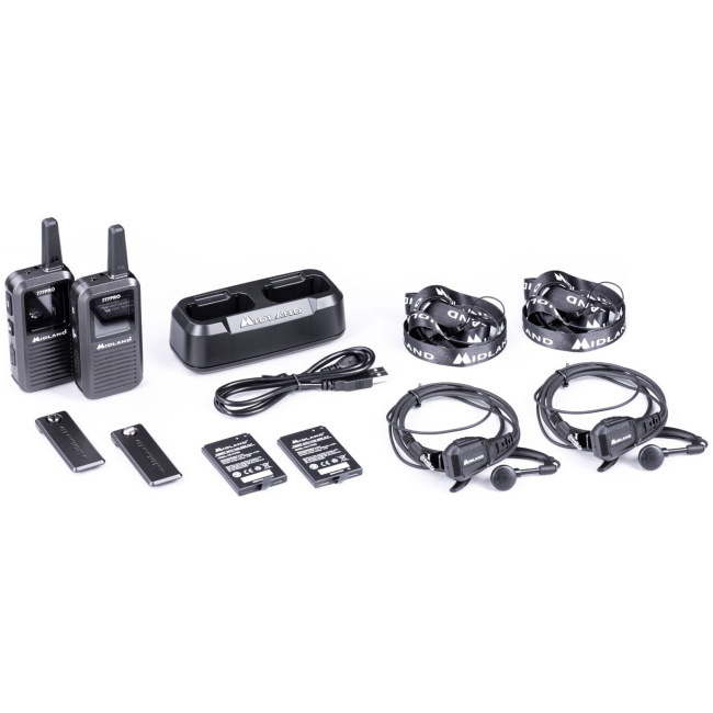 Midland 777PRO Business PMR Radios Valibox includes 2x Earphones, 2x Lanyards & Carry Case - Image 2