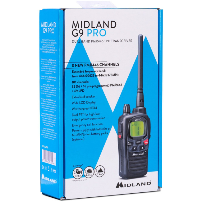 Midland G9 Pro IPX4 Waterproof PMR Radio with Long Antenna (single) - Image 4