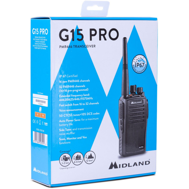 Midland G15 Pro PMR Radio IP67 Waterproof Rugged Aluminium Housing, Long Battery Life & PC Programmable - Image 5