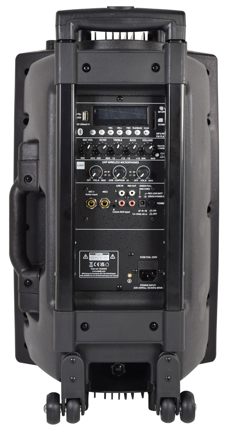 QTX QX12PA-Plus Portable PA 12'' BT/USB/UHF Mic