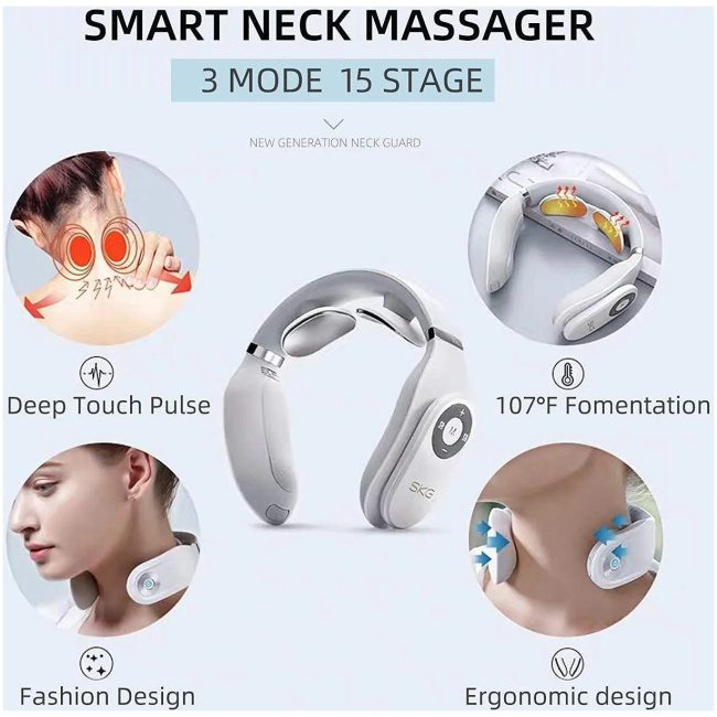 SKG Neck Massager Pulse-Heat-Remote-3xModes 4098E - Image 4