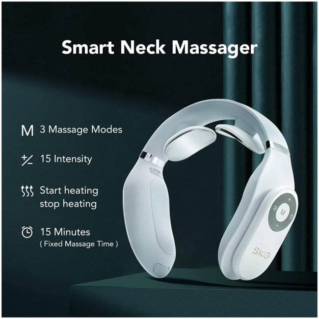 SKG Neck Massager Pulse-Heat-Remote-3xModes 4098E - Image 6