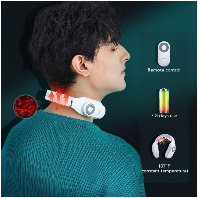 SKG Neck Massager Pulse-Heat-Remote-3xModes 4098E - Image 8