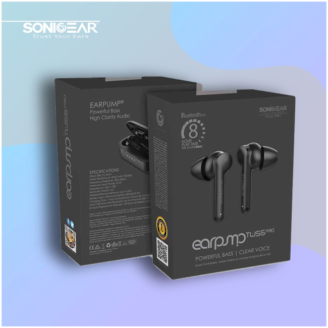 SonicGear EARPUMP TWS 5 PRO IPX5 Earphones Black - Image 8