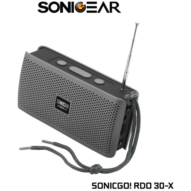 SonicGear SONICGO! RDO30-X Portable BT/FM/USB Speaker Gray - Image 2