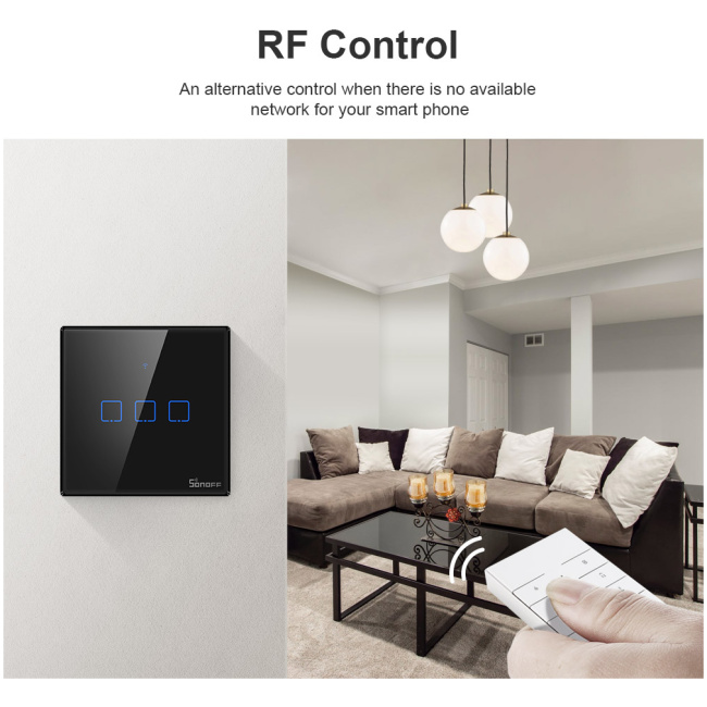 Sonoff T3 UK 3C WiFi Smart Wall Touch Switch Black - Image 6
