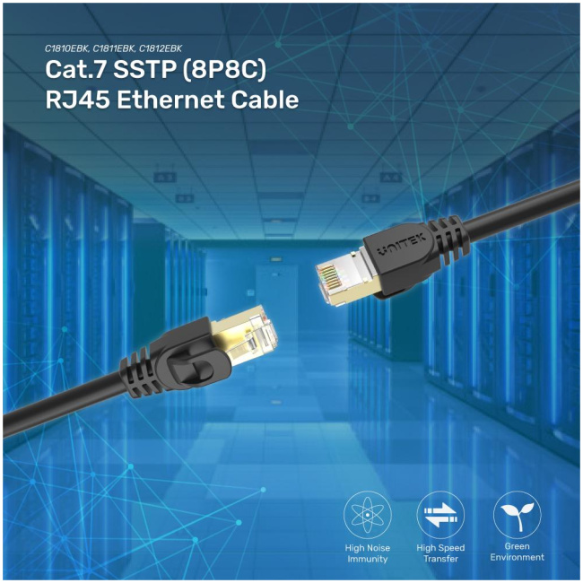 Unitek C1811EBK CAT7 SSTP Pure Copper Ethernet Cable 3.0m Black - Image 6