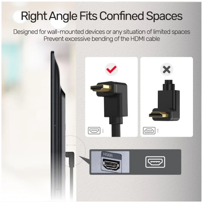 Unitek HC HDMI Right Angle Cable 90 Degrees 3.0m Y-C1002 - Image 4