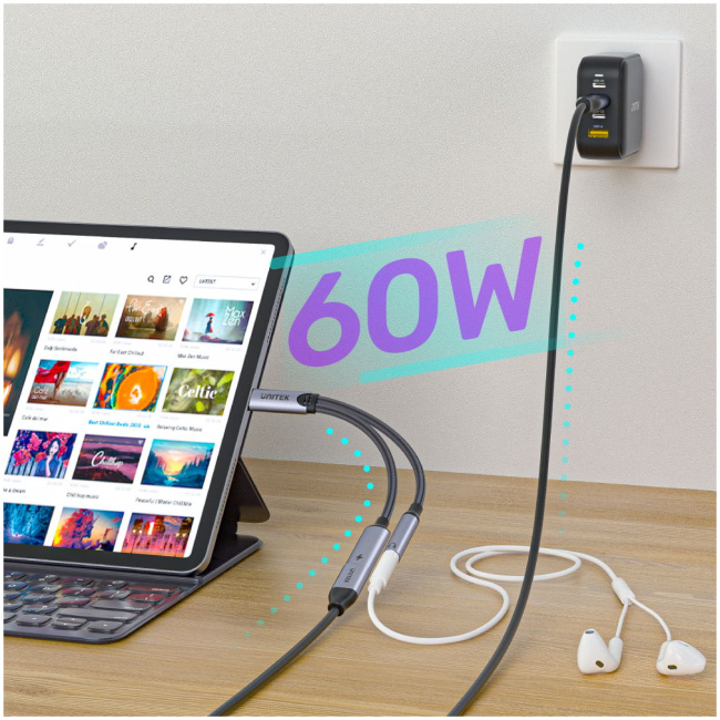 Unitek MC USB-C to 3.5mm Audio + PD60W M205A - Image 4