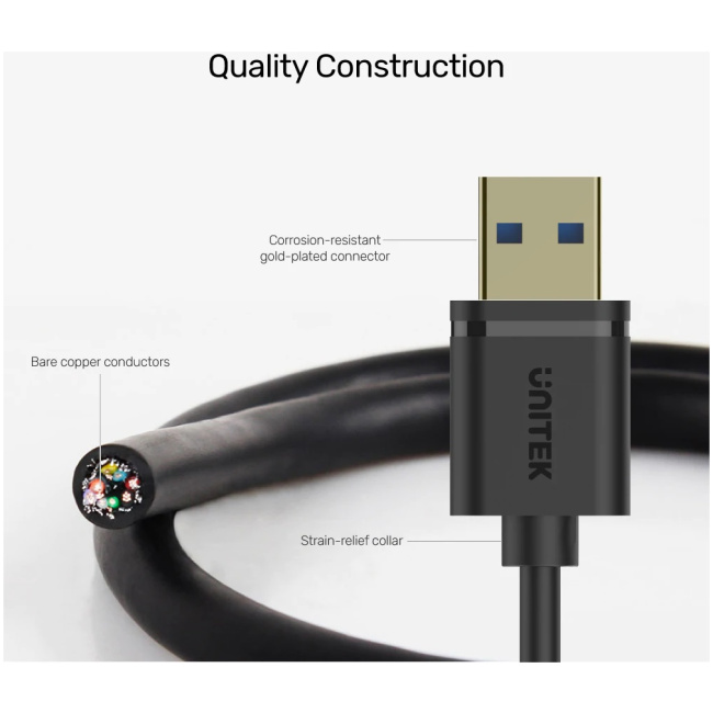 Unitek UCE USB-A 3.0 Extension Cable 0.5m Y-C456GBK - Image 4