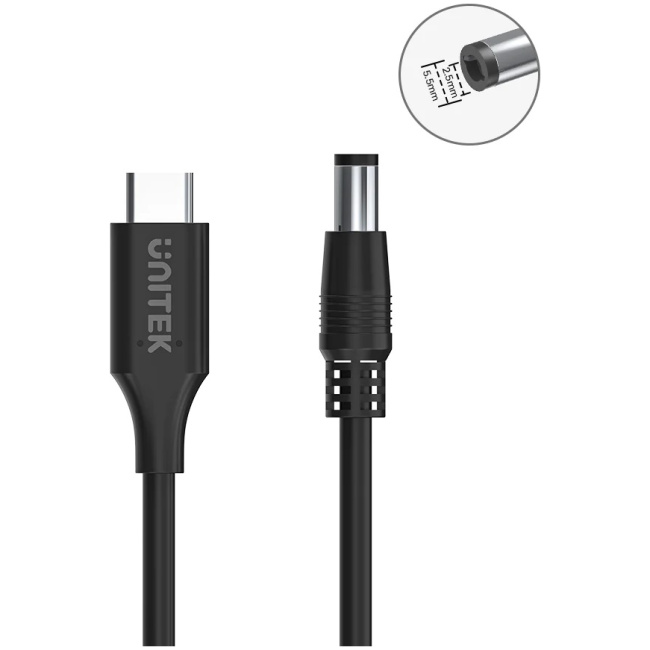 Unitek USB-C to DC Cable 1.8m 65W for Toshiba-Asus 5.5x2.5mm C14116BK - Image 3