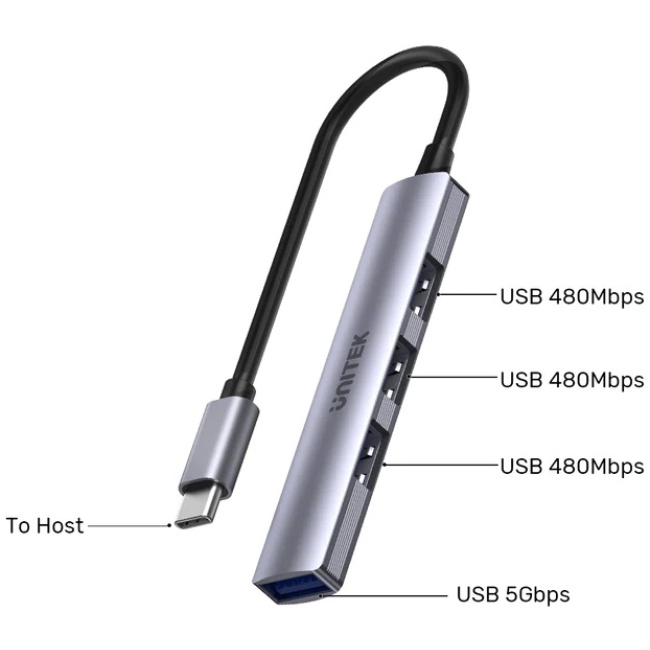 Unitek USB-C Hub 4port 3xUSB2.0 1xUSB3.0 H1208B - Image 8