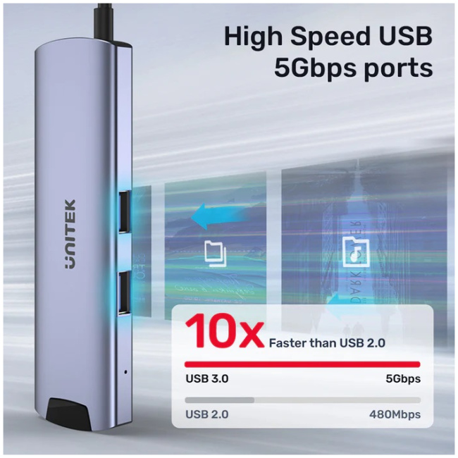 Unitek USB-C Hub USB3.0 HDMI/GB/PD100W H1112F - Image 3