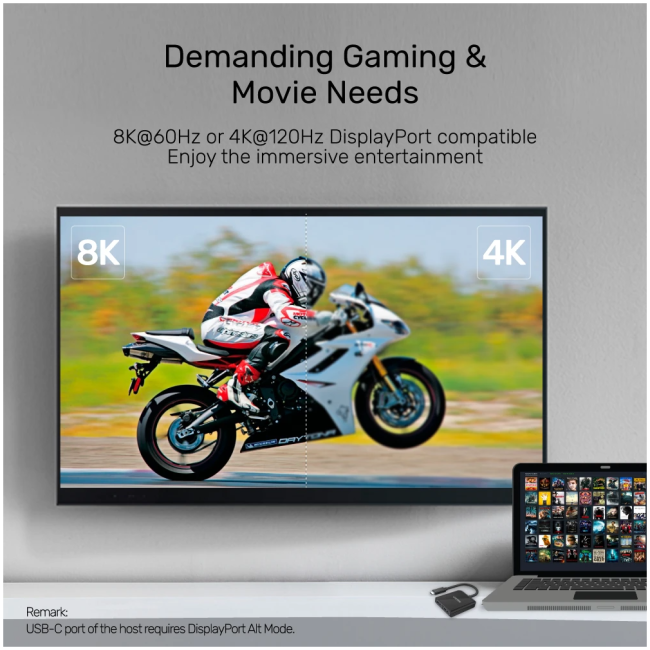 Unitek V1407A Type-C To Dual DP 8K 60Hz Adapter with MST Dual Monitor - Image 3