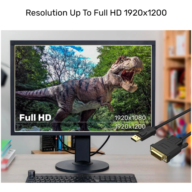 Unitek Y-5118BA Displayport to DVI Cable 1.8m Black/Gold Plated - Image 5