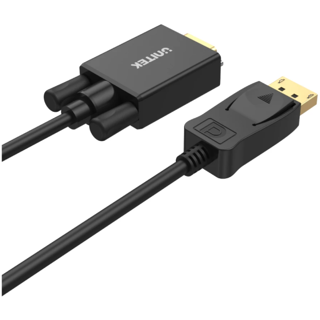 Unitek Y-5118F DisplayPort to VGA Cable 1.8m Black/Gold Plated - Image 2