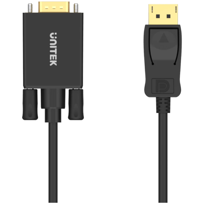 Unitek Y-5118F DisplayPort to VGA Cable 1.8m Black/Gold Plated - Image 3