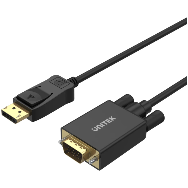 Unitek Y-5118F DisplayPort to VGA Cable 1.8m Black/Gold Plated