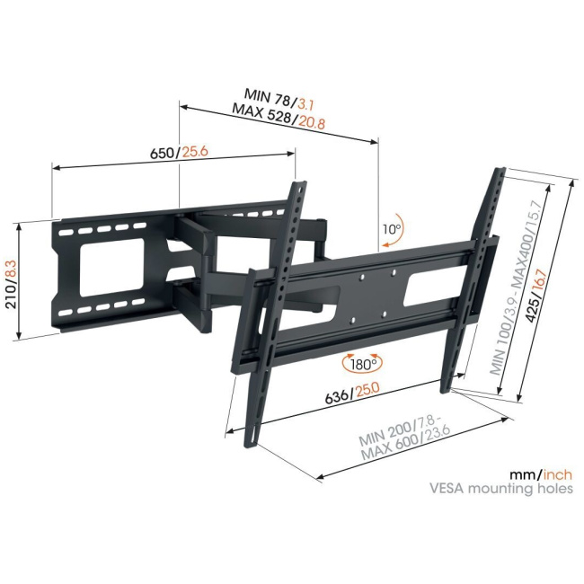 Vogels UP MA4040 TV Wall Mount 60x40 Turn 4 arms - Image 2