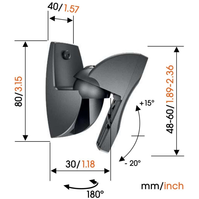 Vogels VLB500 Wall Loudspeaker Support Black (pair) - Image 4