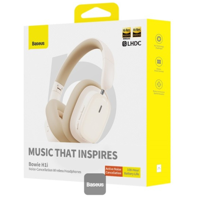 Baseus Wireless Headphones Over Ear ANC Bowie H1i White - Image 11