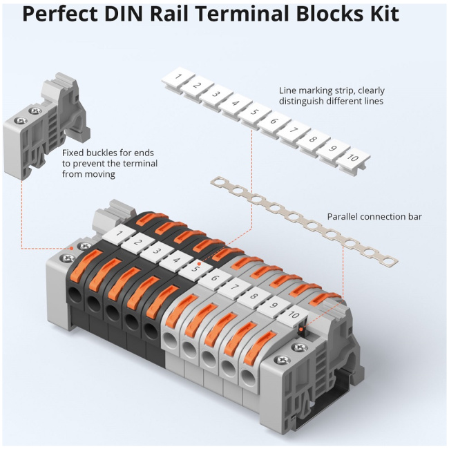 Sonoff DR DIN Rail 211(DIN Rail Wire Connectors) 20 Pieces - Image 4