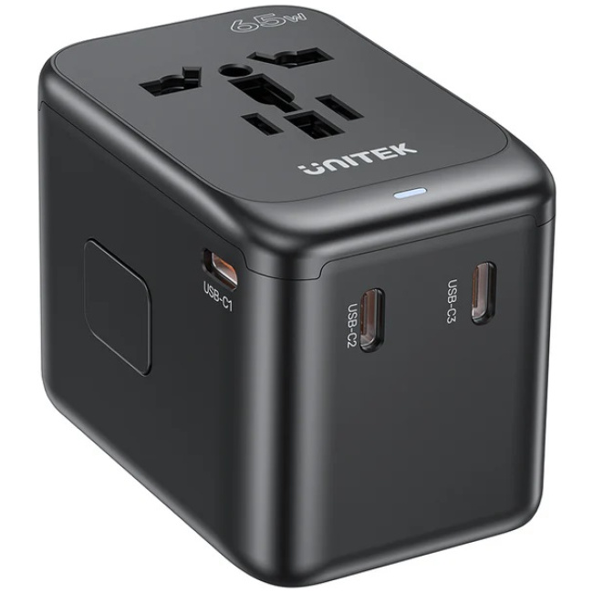 Unitek Charge Wall 65W Travel Adapter 3xUSBC+USBA Black P1122A - Image 2