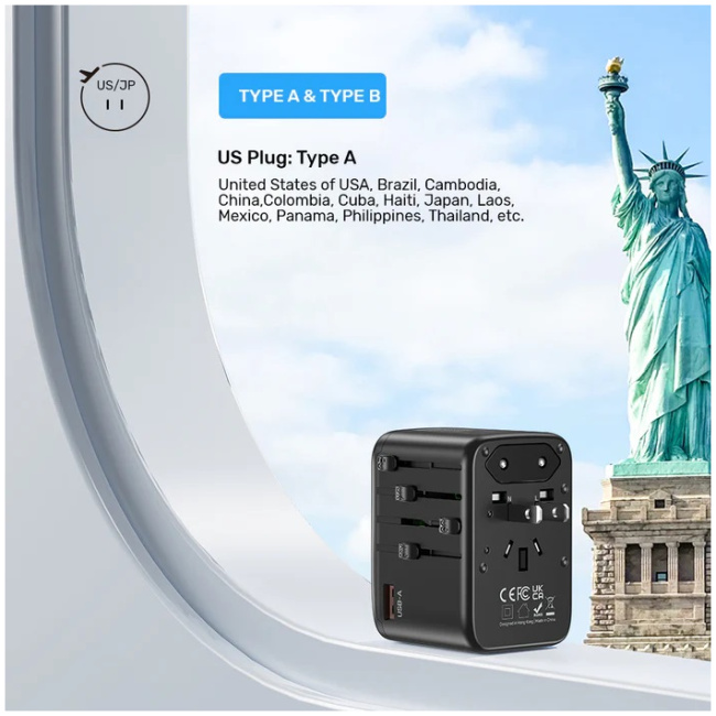 Unitek Charge Wall 65W Travel Adapter 3xUSBC+USBA Black P1122A - Image 3