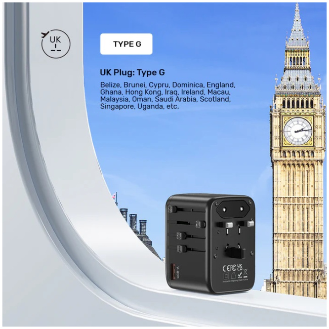 Unitek Charge Wall 65W Travel Adapter 3xUSBC+USBA Black P1122A - Image 4