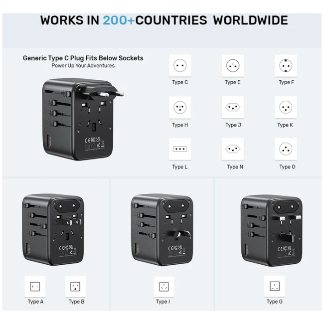 Unitek Charge Wall 65W Travel Adapter 3xUSBC+USBA Black P1122A - Image 9
