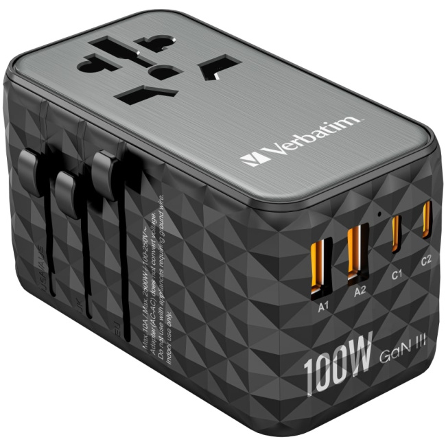Verbatim Charger Travel Adapter World to World GAN III 100W 2xC 2xA UTA-06 - Image 12
