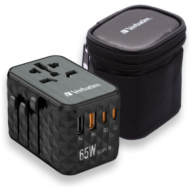 Verbatim Charger Travel Adapter World to World GAN III 65W 2xC 2xA UTA-05 - Image 2