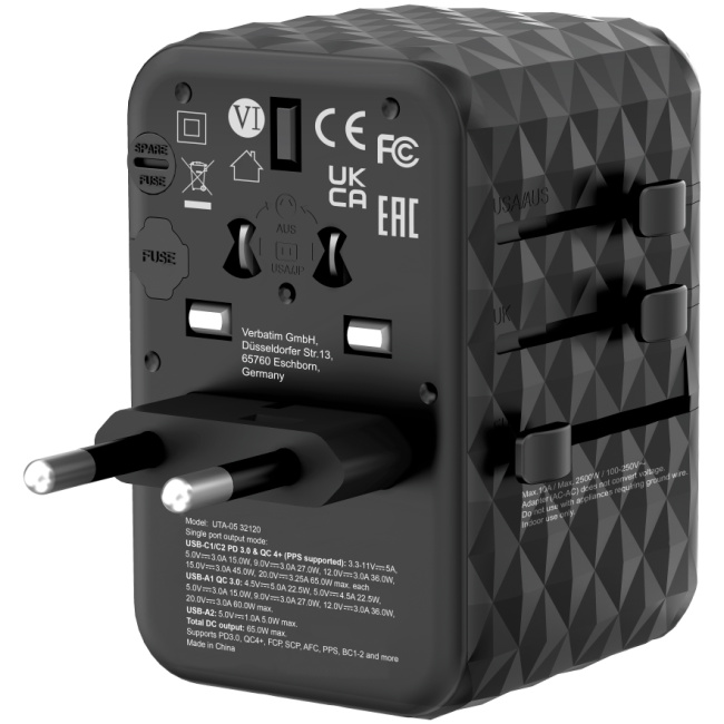Verbatim Charger Travel Adapter World to World GAN III 65W 2xC 2xA UTA-05 - Image 17