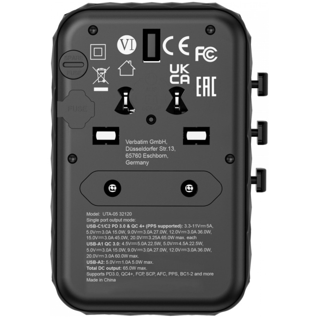 Verbatim Charger Travel Adapter World to World GAN III 65W 2xC 2xA UTA-05 - Image 22