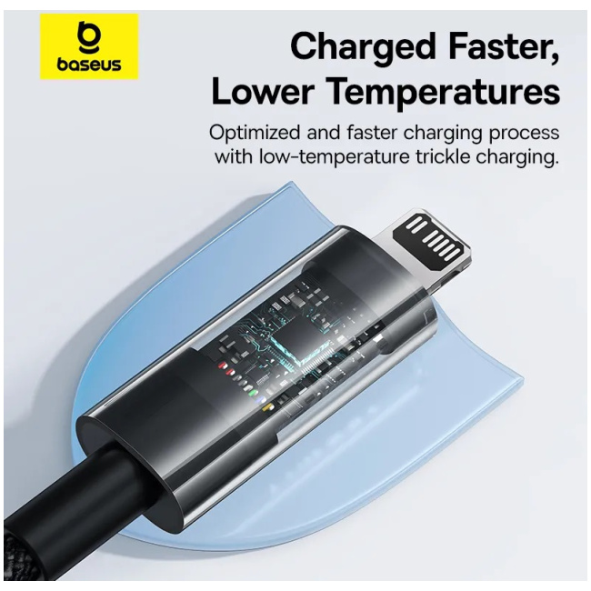 Baseus Cable Lightning to USB-C Gem Series 1.0m 20W Black - Image 5