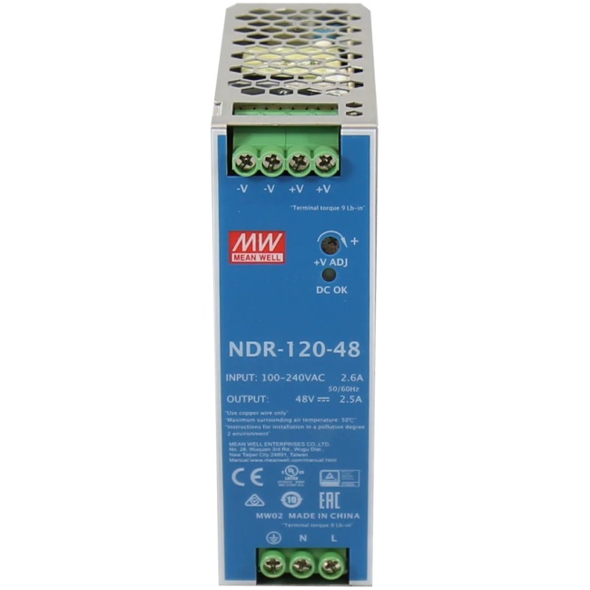 Meanwell NDR-120-48 Industrial DIN Rail PSU 48V 120W - Image 2