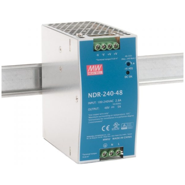 Meanwell NDR-240-48 Industrial DIN Rail PSU 48V 240W - Image 2