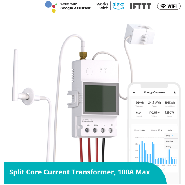 Sonoff WiFi Smart Switch POWCT with 100A Power Metering D/C - Image 2