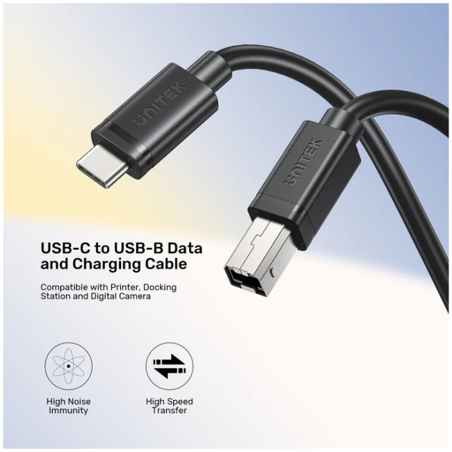 Unitek USB-C 2.0 to USB-B Printer Cable 1.0m - Image 3